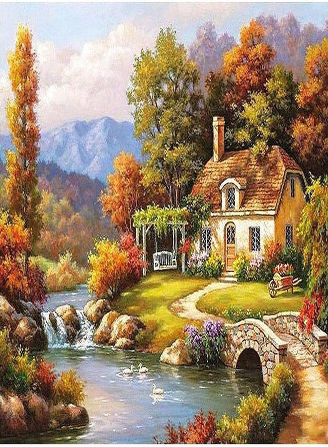 TREXEE Classy Village Diamond Art Painting for Adults Stained Glass Full Drill Diamond Dots Paintings for Beginners, 5D Paint with Diamonds Pictures Gem Art DIY (No Frame)(30X40CM) - Image 1